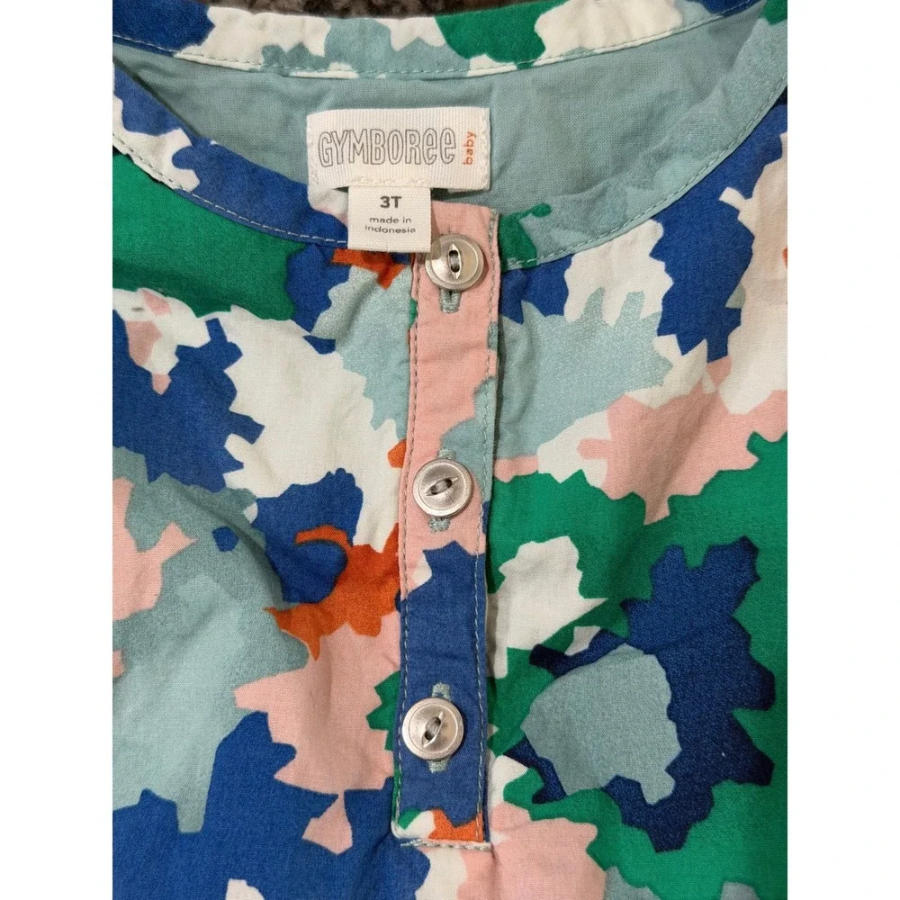 Gymboree Baby Girls 3T Abstract Floral Print Cotton Ruffle Dress‎ Multi-Color